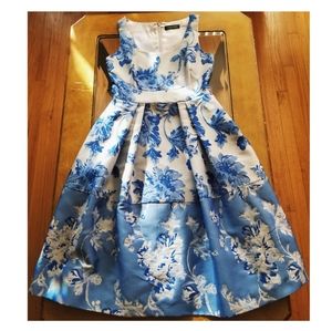 Ivanka Trump Blue and Gray Floral Dress